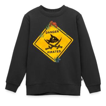 Käpt'n Sharky Vorsicht Piraten Schild - Kinder Premium Organic Sweatshirt - Schwarz - Vorne - AI Model Kid Female (0cm)