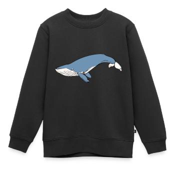 Whale - Kids Premium Organic Sweatshirt - black - Front - AI Model Kid Female (0cm)