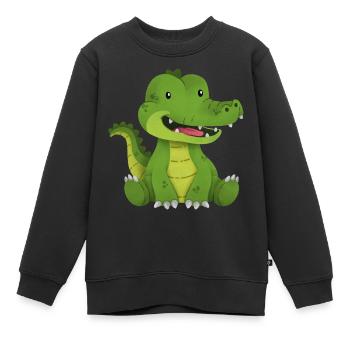 crocodile - Sweat Premium enfant bio - noir - Devant - AI Model Kid Female (0cm)