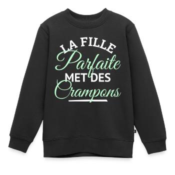 Cadeau footballeuse La fille parfaite crampons - Sweat Premium enfant bio - noir - Devant - AI Model Kid Female (0cm)