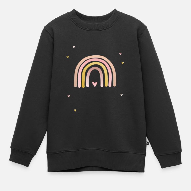 Regenbogen Madchen - Kinder Premium Organic Sweatshirt - Schwarz