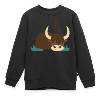 Yak endormi - Sweat Premium enfant bio - noir - Devant - AI Model Kid Female (0cm)