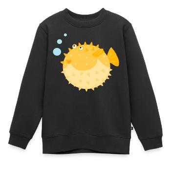 Poisson-globe mignon - Sweat Premium enfant bio - noir - Devant - AI Model Kid Female (0cm)