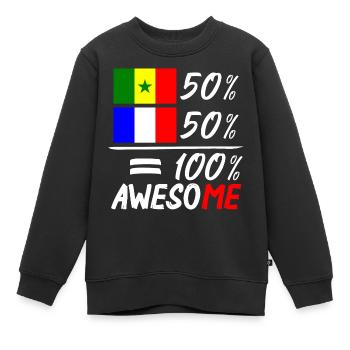Moitié Français moitié Sénégalais - Kinder Premium Organic Sweatshirt - Schwarz - Vorne - AI Model Kid Female (0cm)