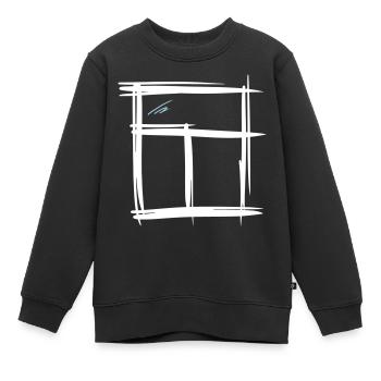 Fenster, handgezeichnet, Bleistiftzeichnung - Kinder Premium Organic Sweatshirt - Schwarz - Vorne - AI Model Kid Female (0cm)