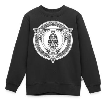 Signe du zodiaque Viking renard - Sweat Premium enfant bio - noir - Devant - AI Model Kid Female (0cm)