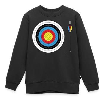 Arc et Flèche | Arc avec flèche - Sweat Premium enfant bio - noir - Devant - AI Model Kid Female (0cm)