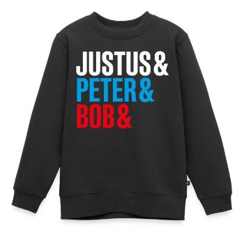 Die Drei ??? Justus&Peter&Bob&DEIN NAME - Kinder Premium Organic Sweatshirt - Schwarz - Vorne - AI Model Kid Female (0cm)
