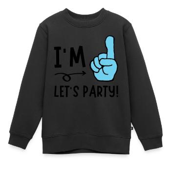 J'en suis un, faisons la fête - Sweat Premium enfant bio - noir - Devant - AI Model Kid Female (0cm)
