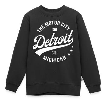 Detroit - Sweat Premium enfant bio - noir - Devant - AI Model Kid Female (0cm)