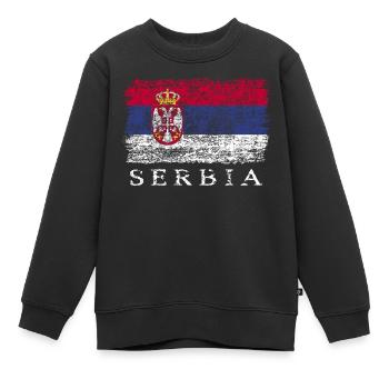 Serbie Drapeau serbe Drapeau serbe - Sweat Premium enfant bio - noir - Devant - AI Model Kid Female (0cm)
