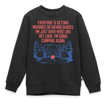 Tout le monde se marie Camping Sarcastique - Sweat Premium enfant bio - noir - Devant - AI Model Kid Female (0cm)