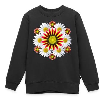 Marguerites Gazanie Fleurs Gazania Marguerites - Sweat Premium enfant bio - noir - Devant - AI Model Kid Female (0cm)