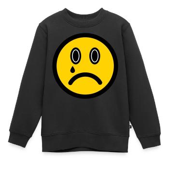 Weinendes Emoticon - Bildsymbol - Strichgesicht - Kinder Premium Organic Sweatshirt - Schwarz - Vorne - AI Model Kid Female (0cm)