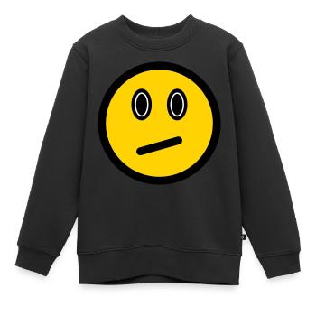Neutrales Emoticon - Bildsymbol - Strichgesicht - Kinder Premium Organic Sweatshirt - Schwarz - Vorne - AI Model Kid Female (0cm)