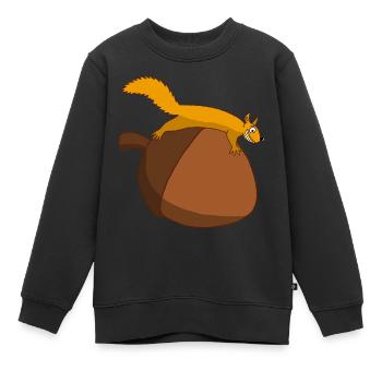 Das Eichhörnchen gegen die Eichel - Kinder Premium Organic Sweatshirt - Schwarz - Vorne - AI Model Kid Female (0cm)