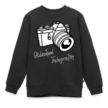 Oldschool Fotografin Retro Fotografie Analogkamera - Kinder Premium Organic Sweatshirt - Schwarz - Vorne - AI Model Kid Female (0cm)