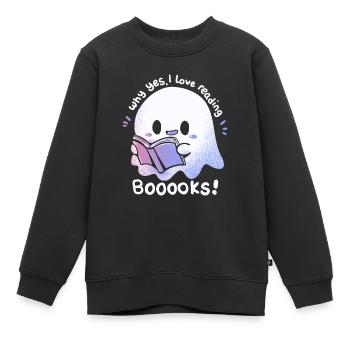 Ich liebe es, Booooks zu lesen - Kinder Premium Organic Sweatshirt - Schwarz - Vorne - AI Model Kid Female (0cm)