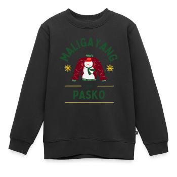 Philippinen Maligayang Pasko Filipino Schneemann - Kinder Premium Organic Sweatshirt - Schwarz - Vorne - AI Model Kid Female (0cm)