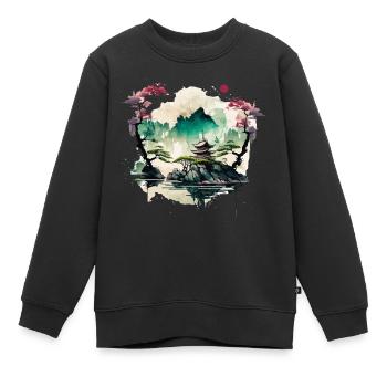 Temple chinois sur une falaise - Sweat Premium enfant bio - noir - Devant - AI Model Kid Female (0cm)