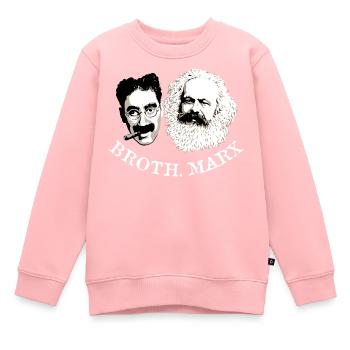 Frères Marx - typo blanche - Sweat Premium enfant bio - rose - Devant - AI Model Kid Female (0cm)