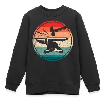 Enclume rétro outil maréchal-ferrant enclume forgeron - Sweat Premium enfant bio - noir - Devant - AI Model Kid Female (0cm)