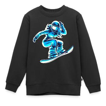 snowboarderin blau weiss frauen - Kinder Premium Organic Sweatshirt - Schwarz - Vorne - AI Model Kid Female (0cm)