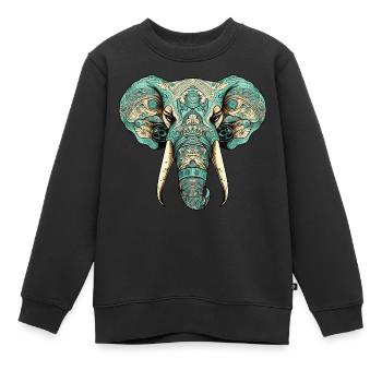 Éléphant élégant aux défenses majestueuses - Sweat Premium enfant bio - noir - Devant - AI Model Kid Female (0cm)