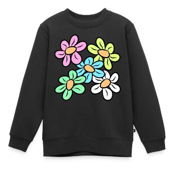 fleur colorée motif floral vrille florale florale - Sweat Premium enfant bio - noir - Devant - AI Model Kid Female (0cm)