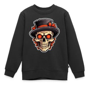 Halloween Totenschädel - Kinder Premium Organic Sweatshirt - Schwarz - Vorne - AI Model Kid Female (0cm)