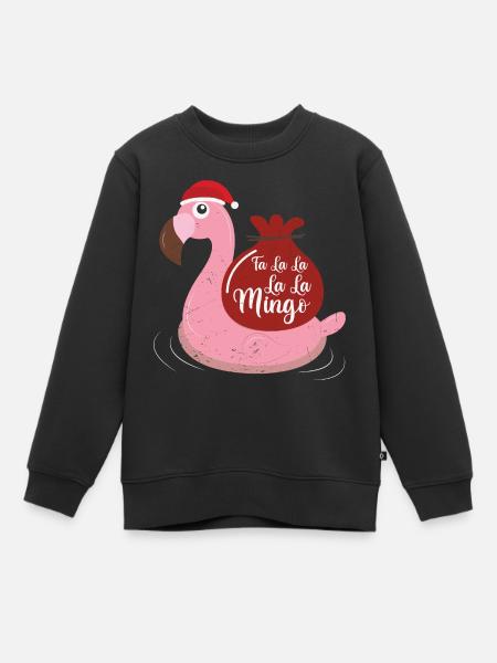 Flamingo Design Lustige Weihnachtspullover - Kinder Premium Organic Sweatshirt - Schwarz