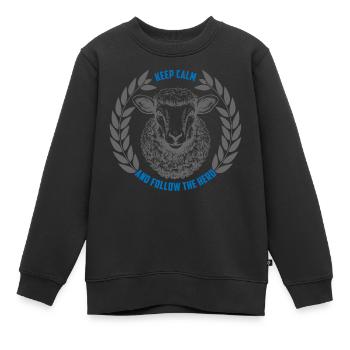 Les moutons restent calmes et suivent le troupeau - Sweat Premium enfant bio - noir - Devant - AI Model Kid Female (0cm)