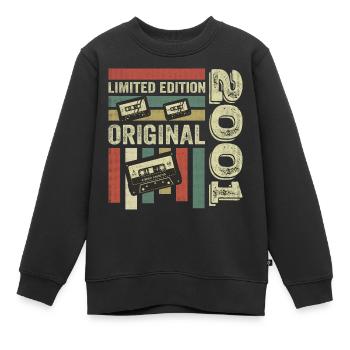 Millésime 2001 - citation d’anniversaire rétro 2001 - Sweat Premium enfant bio - noir - Devant - AI Model Kid Female (0cm)