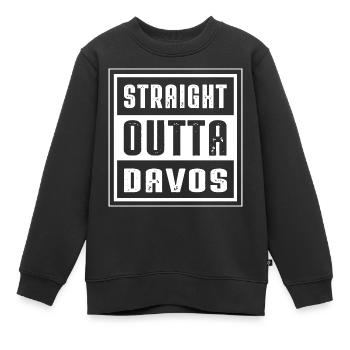 STRAIGHT OUTTA DAVOS - Kinder Premium Organic Sweatshirt - Schwarz - Vorne - AI Model Kid Female (0cm)