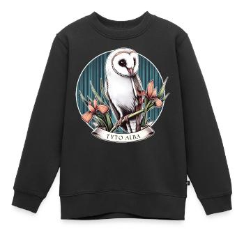 Chouette effraie - Sweat Premium enfant bio - noir - Devant - AI Model Kid Female (0cm)