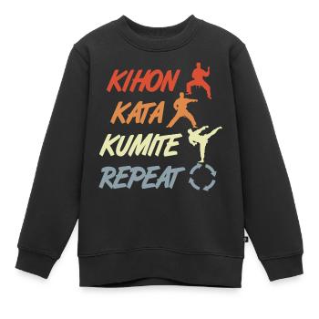 Säulen des Karate - Kinder Premium Organic Sweatshirt - Schwarz - Vorne - AI Model Kid Female (0cm)