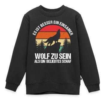 Better a lone wolf than a popular sheep - Kids Premium Organic Sweatshirt - black - Front - AI Model Kid Female (0cm)