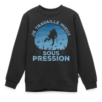 I work better under pressure diving - Kids Premium Organic Sweatshirt - black - Front - AI Model Kid Female (0cm)