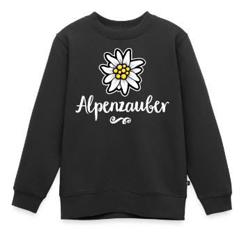 ALPENZAUBER EDELWEISS - Kinder Premium Organic Sweatshirt - Schwarz - Vorne - AI Model Kid Female (0cm)