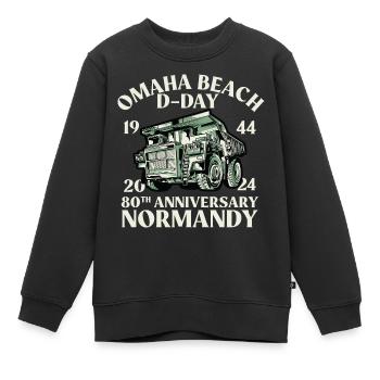 80. Jahrestag der Landung der Alliierten in der Normandie - Kinder Premium Organic Sweatshirt - Schwarz - Vorne - AI Model Kid Female (0cm)