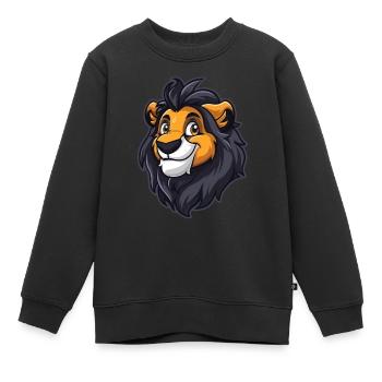 Lion Tête de Lion - Sweat Premium enfant bio - noir - Devant - AI Model Kid Female (0cm)