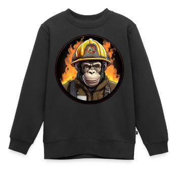 Schimpansen Feuerwehr - Kinder Premium Organic Sweatshirt - Schwarz - Vorne - AI Model Kid Female (0cm)