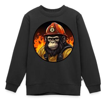 Singe de pompiers - Sweat Premium enfant bio - noir - Devant - AI Model Kid Female (0cm)
