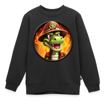 Crocodiles Pompiers - Sweat Premium enfant bio - noir - Devant - AI Model Kid Female (0cm)