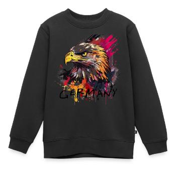 Eagle Germany Adlerkopf schwarz-rot-gold national - Kinder Premium Organic Sweatshirt - Schwarz - Vorne - AI Model Kid Female (0cm)