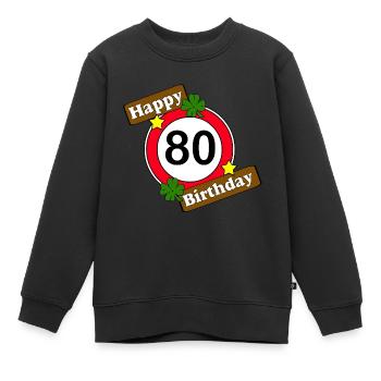 80e anniversaire , Joyeux anniversaire 80 (25) - Sweat Premium enfant bio - noir - Devant - AI Model Kid Female (0cm)