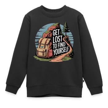 Get Lost to Find Yourself - Outdoor-Motiv - Kinder Premium Organic Sweatshirt - Schwarz - Vorne - AI Model Kid Female (0cm)