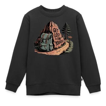 Get Lost to Find Yourself - Outdoor-Motiv - Kinder Premium Organic Sweatshirt - Schwarz - Vorne - AI Model Kid Female (0cm)