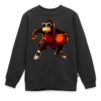 Monkey Basketball - Kids Premium Organic Sweatshirt - black - Front - AI Model Kid Female (0cm)