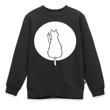 Katze Katzen Cat Kätzchen Mieze Mittelfinger - Kinder Premium Organic Sweatshirt - Schwarz - Vorne - AI Model Kid Female (0cm)